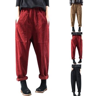 Generic Barrel Leg Trousers Womens, Corduroy Pants Loose Comfortable Warm Velet Pants With Pockets Loose Fit Sweatpants Casual Stretch Waist Trouser Autumn An