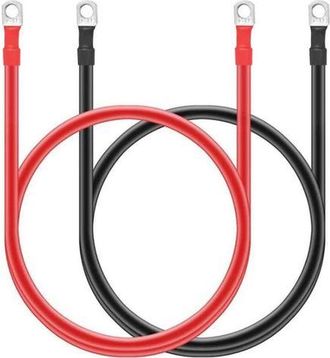 OEM Paquete De 2 Cables De Bater&iacute;a De Cobre Puro De 5 Awg Con Terminales De 10 Mm (3/8) Para Uso Automotriz