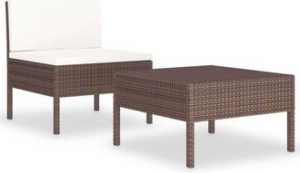 vidaXL Set De Muebles De Jard&iacute;n 2 Piezas Con Cojines Rat&aacute;n Pe Marr&oacute;n Vidaxl