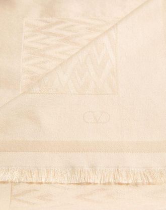 Valentino Garavani Scialle Toute La V In Lana E Seta Donna BURRO UNI