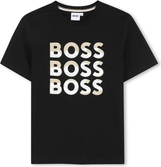 BOSS Kidswear logo-print T-shirt - kids - Cotton - 14 - Black