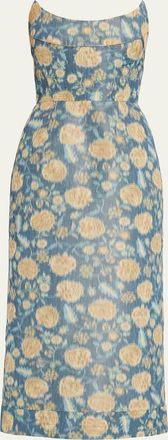 Markarian Cypress Dusk Strapless Column Midi Dress