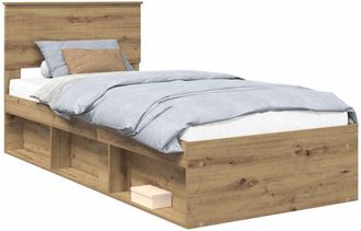 vidaXL Estructura De Cama Con Cabecera Roble Artesanal 90 X 200 Cm Vidaxl
