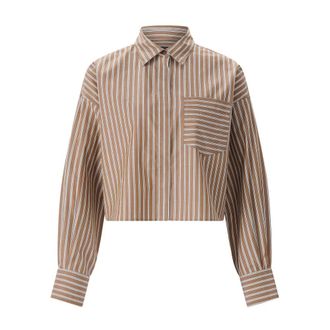 Rag & Bone Overhemden, Dames, Bruin, L, Cropped Blouse