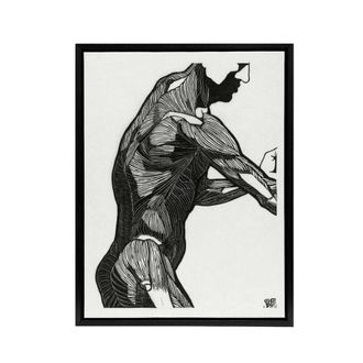 Artery8 Anatomical study of mans lateral muscles Stolk Framed Canvas Wall Art in White | Size: W24 x H32