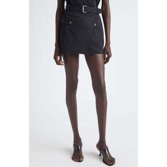 Proenza Schouler Bruni Cotton Drill Wrap Front Shorts in Black at Nordstrom, Size 12