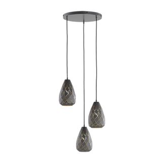 Trio Modern Round Suspension 3xe27 Antracita Onyx Con Lighting Laser Cuts