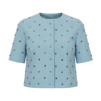 Dolce & Gabbana Woven Jacket - Dames - Jassen - Blauw - Maat: M Poliester
