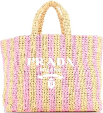 Prada Logo Raffia Large tote bag - Roze