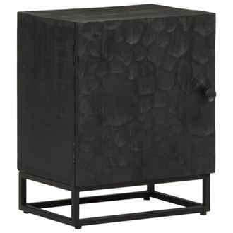 vidaXL Vidaxl - Mesita De Noche Madera Maciza Mango Y Hierro Negro 40x30x50 Cm