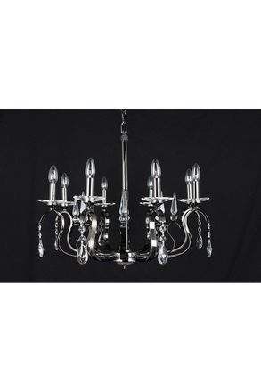 Netlighting Rhinestone Crystal Gun Metal 8 Arm Chandelier in Black