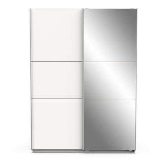 Calicosy Armario 2 puertas correderas y espejo - L148 cm - Blanco