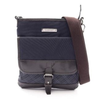 Burberry Pre-owned Cross Body Bags, male, Blue, Size: ONE SIZE Pre-owned Black Label Nylon Leather Shoulder Bag
