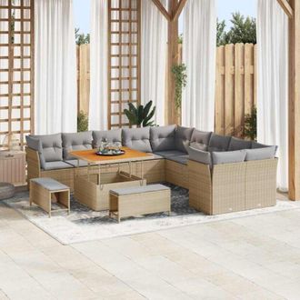 vidaXL Vidaxl - Conjunto De Sof&aacute; De Jard&iacute;n Con Coj&iacute;n 13 Pcs Beige Y Gris Claro