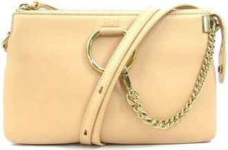 Chlo&eacute; Tweedehands leren schoudertassen - Dames - Vintage Schoudertas - Beige - ONE Size - Leer - Vintage