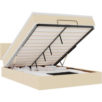 vidaXL Cama Otomana Con Colch&oacute;n De Tela Color Crema 140x200 Cm Vidaxl