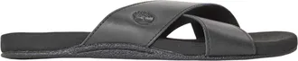 Timberland Leren slippers met gekruiste bandjes voor heren - Seaton Bay (Jet Zwart)
