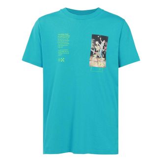 Off-white Mens Off-White C/O Virgil Abloh Skeleton Character Printing Short Sleeve Ordinary Version Blue T-Shirt OMAA027R201850143988