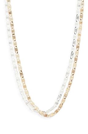 Open Edit Set of 2 Textured Chain Link Necklaces in Gold- Silver at Nordstrom