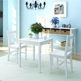 vidaXL Vidaxl - Conjunto De Comedor 3 Piezas Madera De Pino Blanco