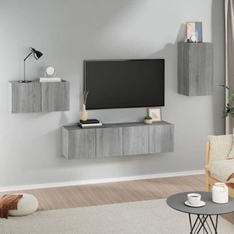 vidaXL Vidaxl - Set De Muebles Para Tv 4 Pzas Madera Contrachapada Gris Sonoma