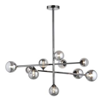 Netlighting Grosseto Multi Arm Pendant Black Chrome Smoked Mirror Glass 10x5W LED