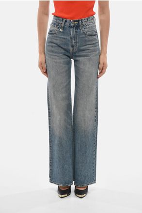 R13 Flared-Leg Jeans CHARLOTTE with 29cm Leather Patch R13