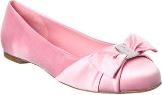 Ferragamo Logo Leather Ballerina Flat