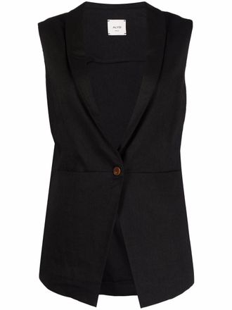Alysi Lino stretch gilet - women - Spandex/Elastane/Polyester/Viscose/Linen/Flax/Cotton - 40 - Black