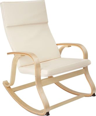 TecTake Mecedora con reposabrazos y coj&iacute;n de estructura de madera beige