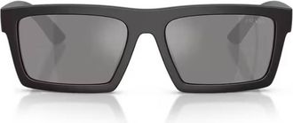 Prada Grey Mirror Silver Rectangular Mens Sunglasses PS A07S 18K60A 55
