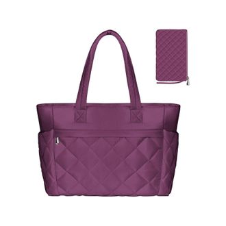 Generic Womens Tote Bag, Puffy Shoulder Bags Lightweight Quilted Handbag with Compartments & Zipper for Mom Teacher, 2025 Fall Winter (Purple,One Size)