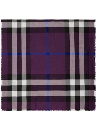 Burberry Gerafelde geruite sjaal - Paars