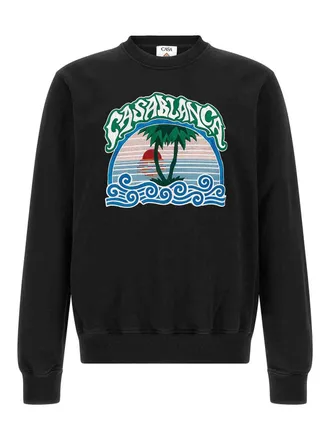Casablanca palm tree emblem embroidered sweatshirt
