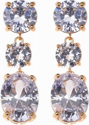 Nicole Miller Womens Three Stone Drop Earrings In Gold