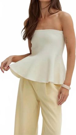 Crescent Bella Jacquard Knit Peplum Top In Cream