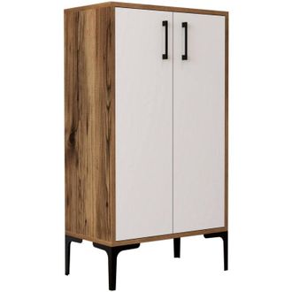 Dmora Zapatero Dmarrull, Zapatero, Armario De Entrada Multiusos, Zapatero, 60x35h111 Cm, Nogal Y Blanco - Dmora