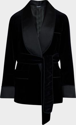 Dolce & Gabbana Men & apos;s Satin Shawl Lapel Velvet Smoking Jacket