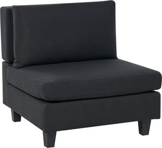 Beliani Sill&oacute;n De Tela M&oacute;dulo 1 Plaza Acolchado Con Coj&iacute;n Negro Unstad