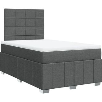 vidaXL Vidaxl - Cama Box Spring Con Colch&oacute;n Tela Gris Oscuro 120x200 Cm