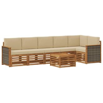 vidaXL Conjunto De Sof&aacute; Seccional Con Coj&iacute;n 6 Pcs Natural Vidaxl