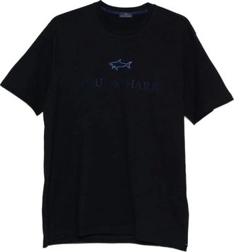 Paul & Shark Tops, Heren, Blauw, 2Xl, Katoen, Zwart Katoenen Crew Neck T-shirt