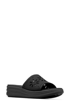 Clarks Drift Floral Wedge Slide Sandal in Black at Nordstrom Rack, Size 7.5