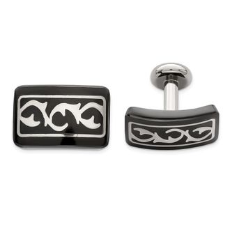 Diamond2Deal Black Ti & Sterling Silver Polished Thorn Cufflinks