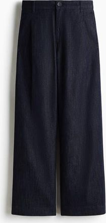 H&M Wide Regular Jeans in Dark Denim Blue at Nordstrom, Size 18