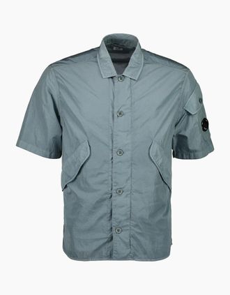 C.P. Company Mens Chrome-R Short Sleeve Lens Overshirt - Grey - Size: 40/Regular
