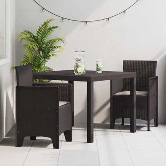 vidaXL Conjunto De Comedor De Jard&iacute;n 3 Pcs Marr&oacute;n Ratan Polt Vidaxl