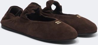 Miu Miu Ruches suede Mary Jane flats