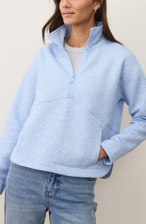 Marine Layer Corbet Quilted Half-Zip Sweatshirt in Soft Chambray at Nordstrom, Size X-Small