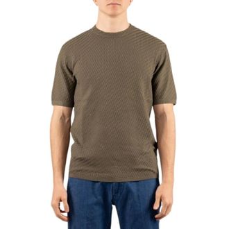Emporio Armani T-Shirts, male, Green, Size: XL Textured T-shirt